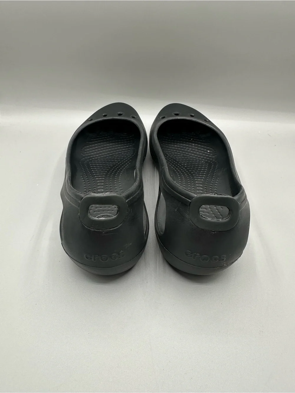 Crocs Kadee Flats Women 9 Black Molded Ballerina Heel Cutouts